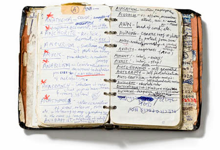 Handwritten dictionary contained in notebook, 1984
    Gift of Nick Cave, 2006
  