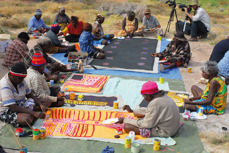 Artists’ bush style camp at Well 36