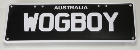 'Wog Boy' novelty number plate