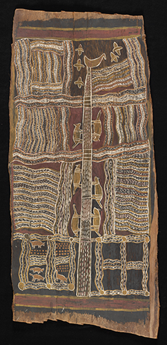 The Night Bird Karawak [Guwak] and the Opossum Marnungo [Marrŋu] depicting a central text of the Manggalili clan, 1948, attributed to Narritjin or Nanyin Maymuru