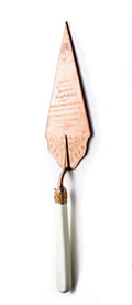 One of three inscribed golden trowels used during Canberra’s foundation ceremonies 