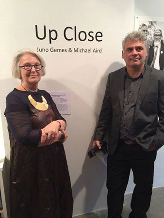 Photograph of Juno Gemes and Michael Aird at the launch of Up Close