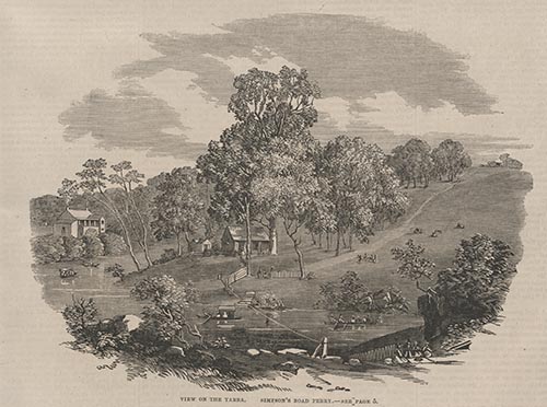 ‘View on the Yarra. Simpson’s Road Ferry’, 1862 