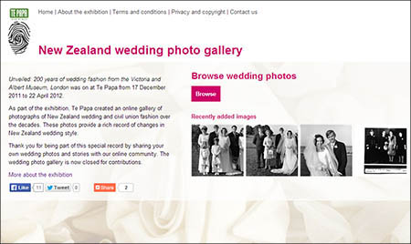 ‘New Zealand wedding photo gallery’, an online gallery created in conjunction with the Unveiled exhibition, http://sites.tepapa.govt.nz/weddingphotos