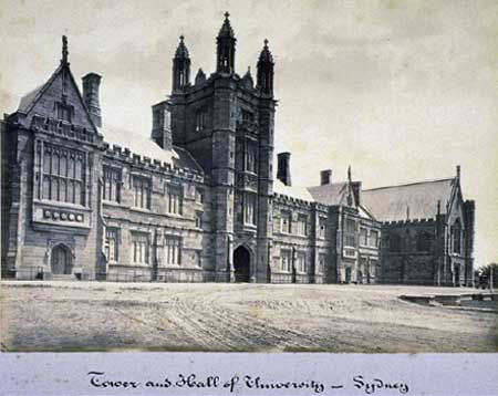 'Tower and hall of University, Sydney'. Australian History Museum, Macquarie University