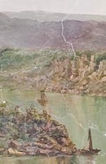 Detail of the central section of the mural<br />depicting Sydney Harbour