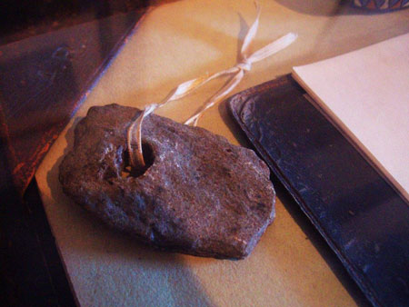 A close-up of the ‘dobbie stone’ from Coniston, a significant item in the Arthur Ransome collection