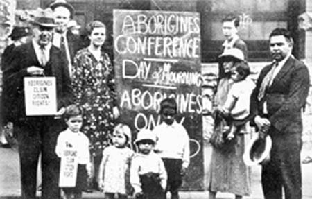 Photo of Aboriginal activists at the 1938 Day of Mourning and Protest in Sydney