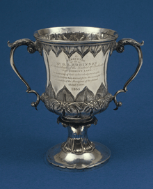 Fig. 7. Engraved sterling silver Bothwell cup, 1835
    by David Barclay, Hobart
    Queen Victoria Museum and Art Gallery, Launceston
  
