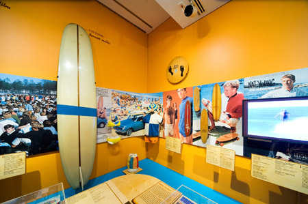 A corner of the exhibition featuring an Australian-built Bennett malibu